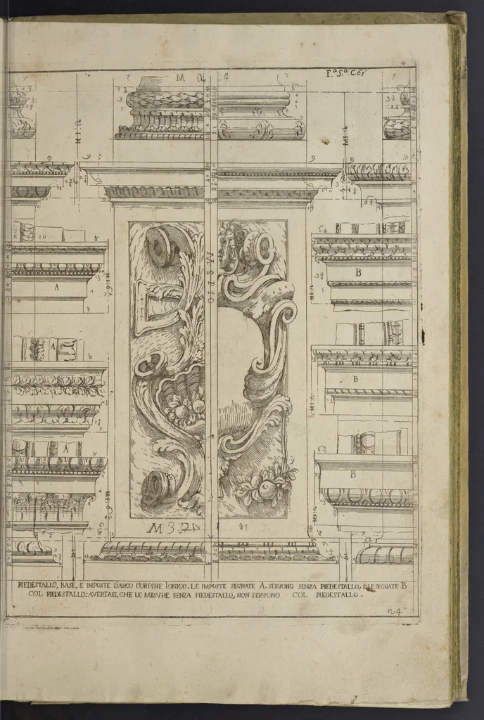 An illustration from L'architettura civile : preparata sú la geometria, e ridotta alle prospettive : considerazioni pratiche, 1711, leaf 130