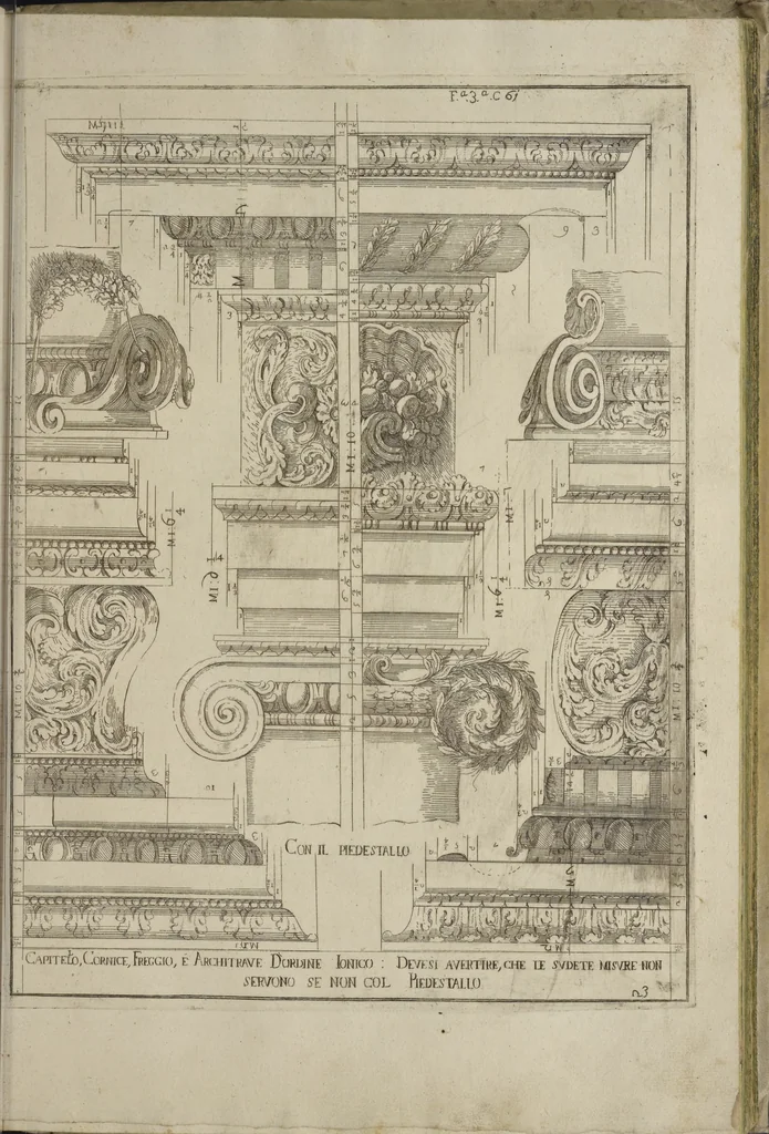 An illustration from L'architettura civile : preparata sú la geometria, e ridotta alle prospettive : considerazioni pratiche, 1711, leaf 132