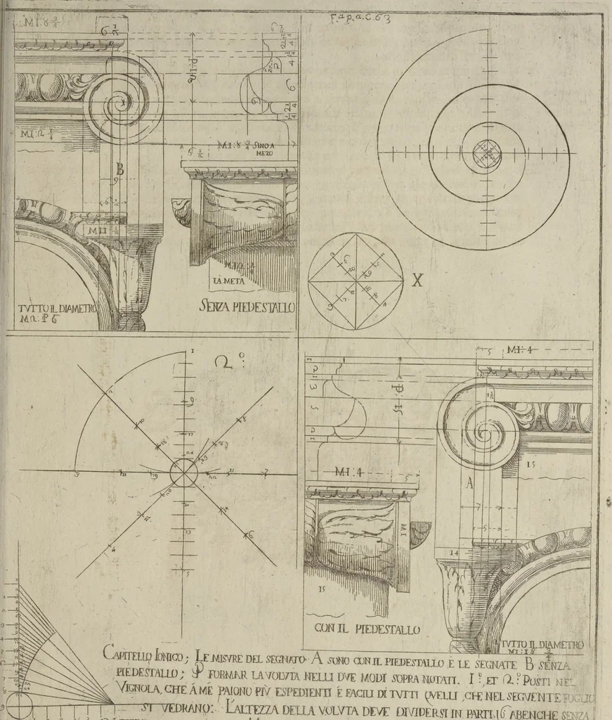 An illustration from L'architettura civile : preparata sú la geometria, e ridotta alle prospettive : considerazioni pratiche, 1711, leaf 138