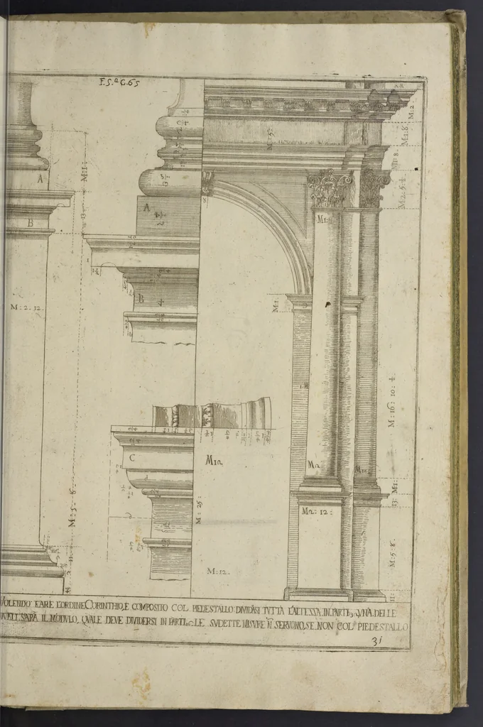 An illustration from L'architettura civile : preparata sú la geometria, e ridotta alle prospettive : considerazioni pratiche, 1711, leaf 150