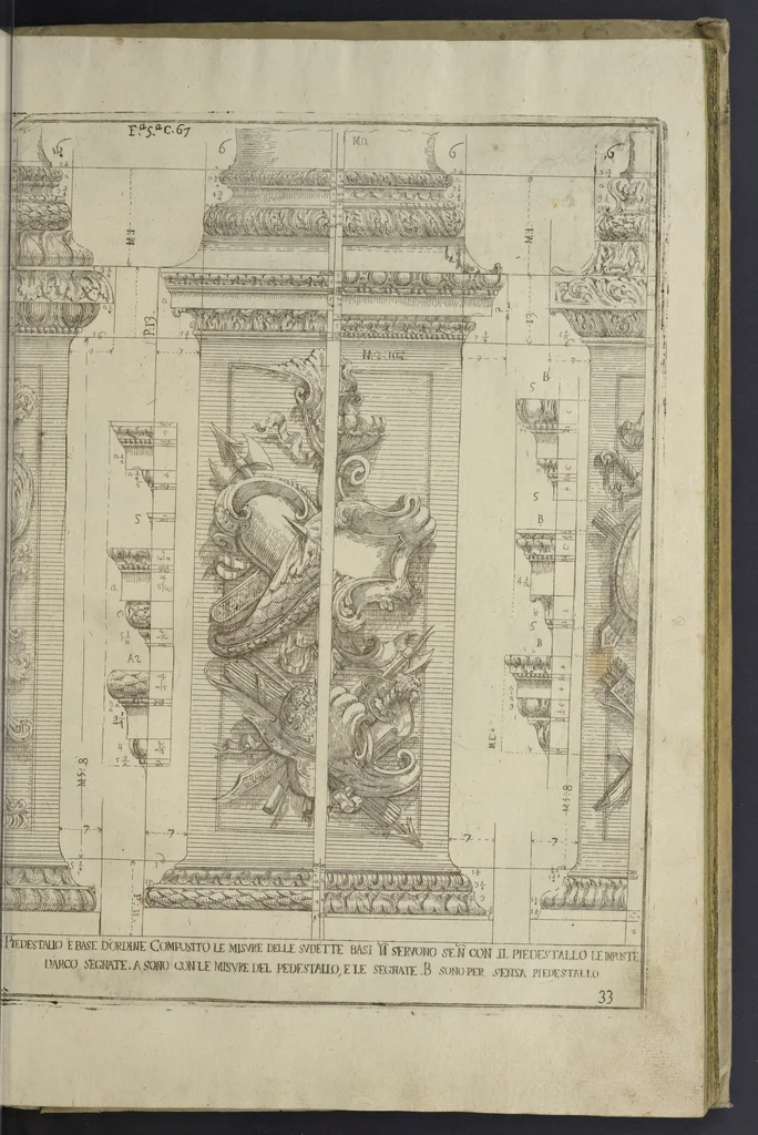 An illustration from L'architettura civile : preparata sú la geometria, e ridotta alle prospettive : considerazioni pratiche, 1711, leaf 152