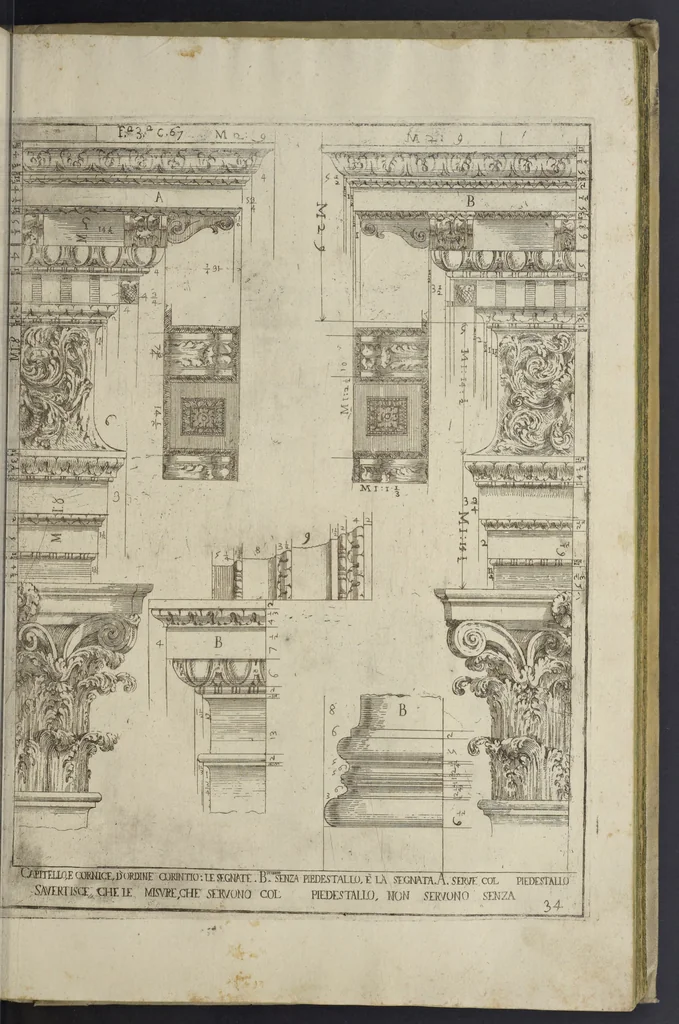 An illustration from L'architettura civile : preparata sú la geometria, e ridotta alle prospettive : considerazioni pratiche, 1711, leaf 158