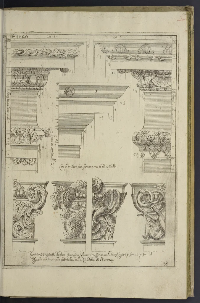 An illustration from L'architettura civile : preparata sú la geometria, e ridotta alle prospettive : considerazioni pratiche, 1711, leaf 160