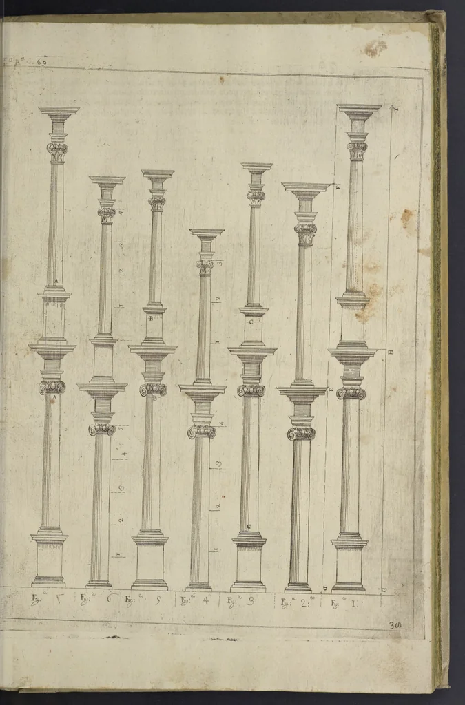 An illustration from L'architettura civile : preparata sú la geometria, e ridotta alle prospettive : considerazioni pratiche, 1711, leaf 170