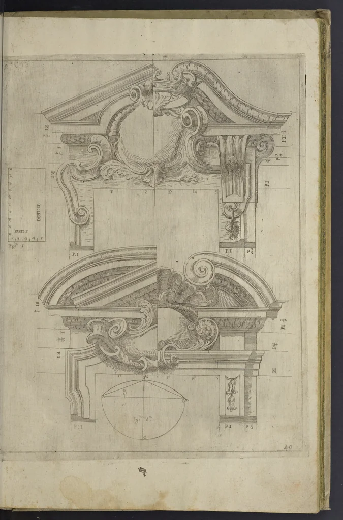 An illustration from L'architettura civile : preparata sú la geometria, e ridotta alle prospettive : considerazioni pratiche, 1711, leaf 178