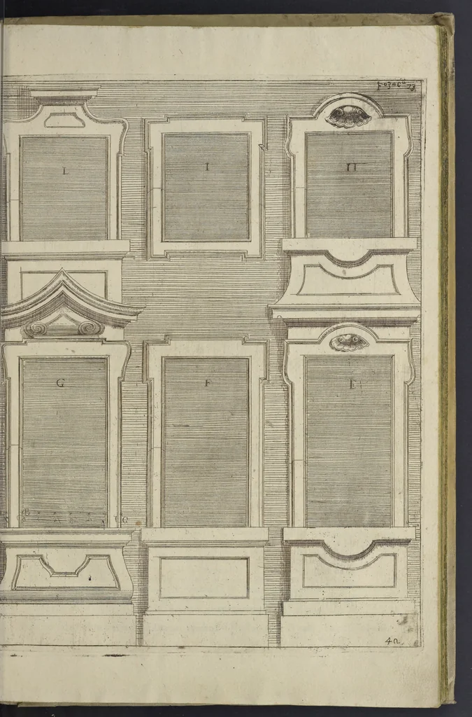 An illustration from L'architettura civile : preparata sú la geometria, e ridotta alle prospettive : considerazioni pratiche, 1711, leaf 182