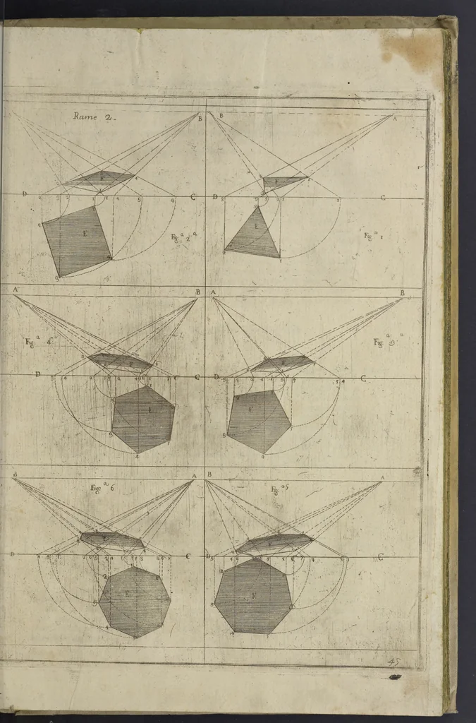 An illustration from L'architettura civile : preparata sú la geometria, e ridotta alle prospettive : considerazioni pratiche, 1711, leaf 196