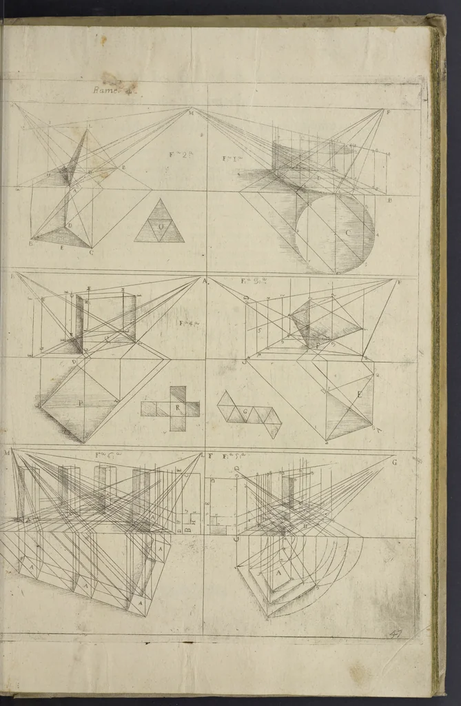 An illustration from L'architettura civile : preparata sú la geometria, e ridotta alle prospettive : considerazioni pratiche, 1711, leaf 206