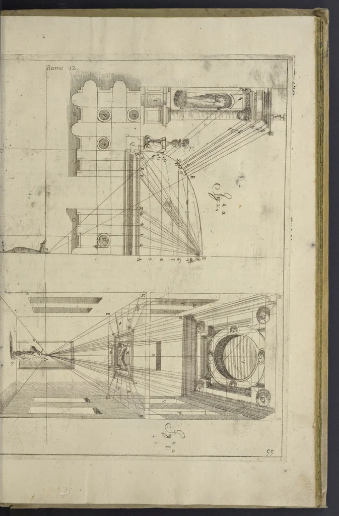 An illustration from L'architettura civile : preparata sú la geometria, e ridotta alle prospettive : considerazioni pratiche, 1711, leaf 240