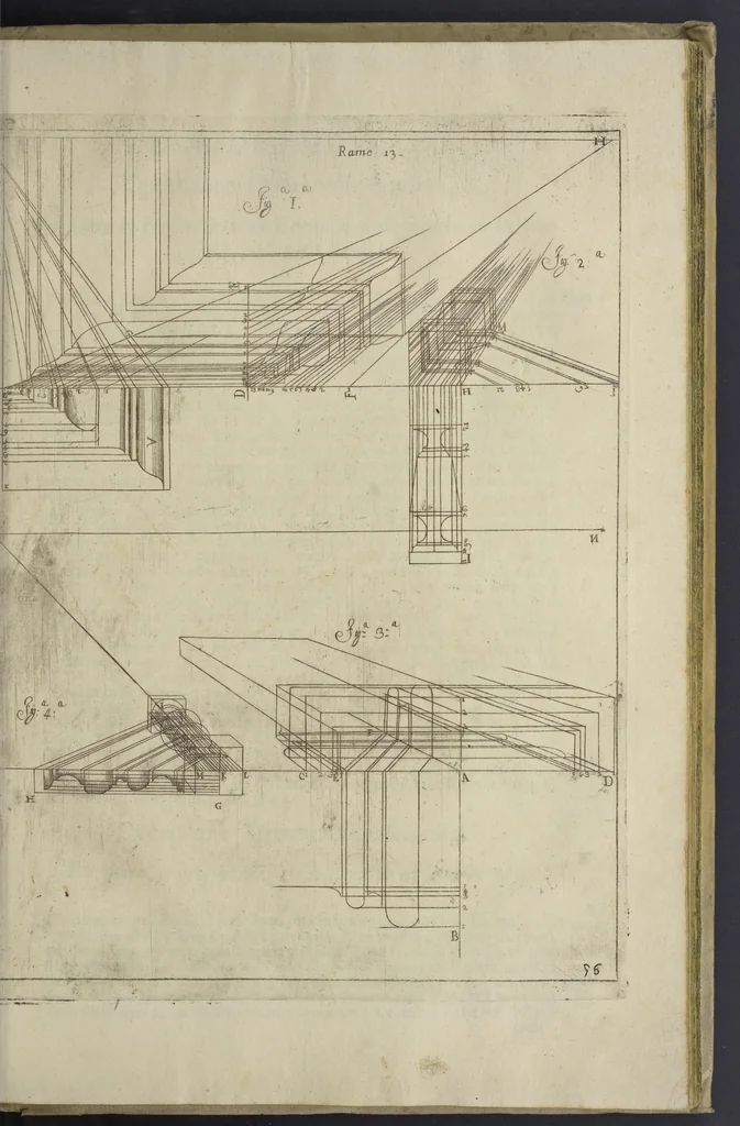 An illustration from L'architettura civile : preparata sú la geometria, e ridotta alle prospettive : considerazioni pratiche, 1711, leaf 244