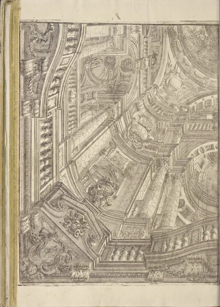 An illustration from L'architettura civile : preparata sú la geometria, e ridotta alle prospettive : considerazioni pratiche, 1711, leaf 249