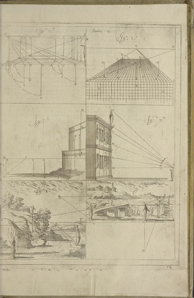An illustration from L'architettura civile : preparata sú la geometria, e ridotta alle prospettive : considerazioni pratiche, 1711, leaf 258