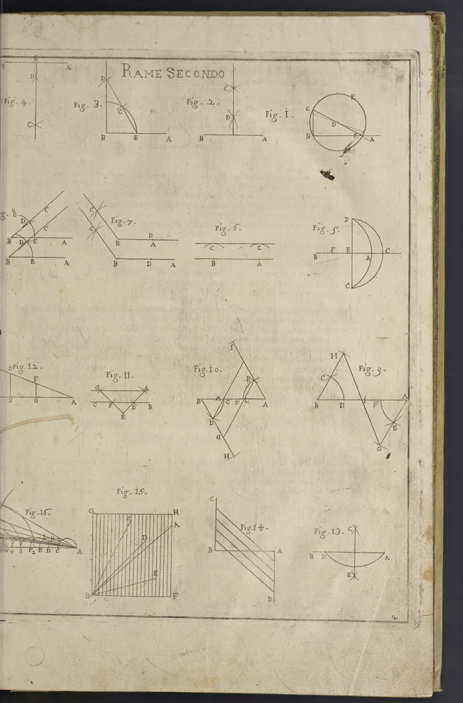 An illustration from L'architettura civile : preparata sú la geometria, e ridotta alle prospettive : considerazioni pratiche, 1711, leaf 28