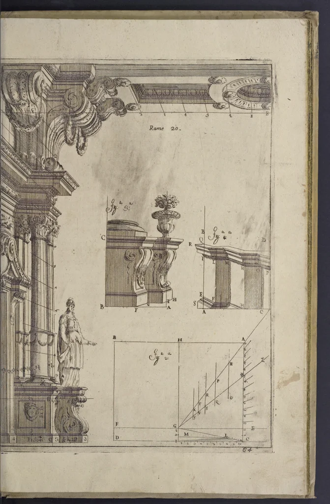 An illustration from L'architettura civile : preparata sú la geometria, e ridotta alle prospettive : considerazioni pratiche, 1711, leaf 286