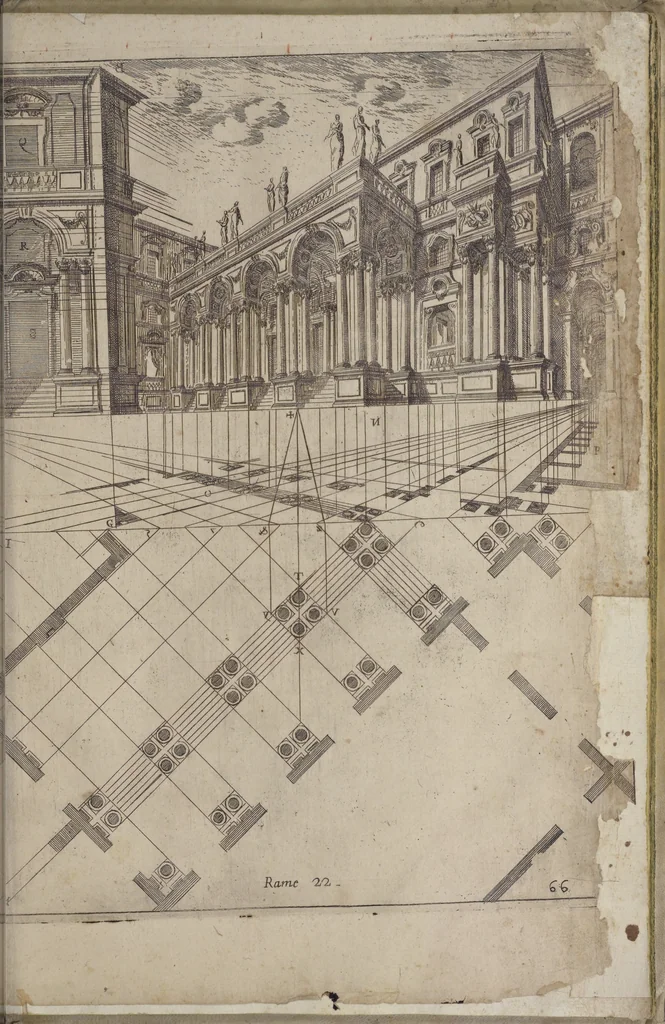 An illustration from L'architettura civile : preparata sú la geometria, e ridotta alle prospettive : considerazioni pratiche, 1711, leaf 294