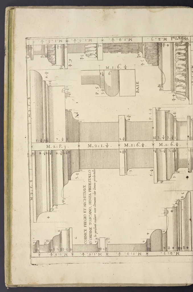 An illustration from L'architettura civile : preparata sú la geometria, e ridotta alle prospettive : considerazioni pratiche, 1711, leaf 93