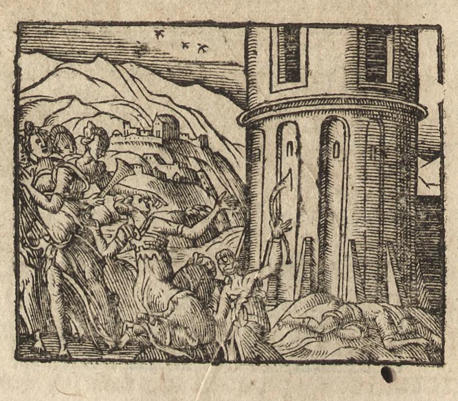 An illustration from Des decorations funebres : ou il est amplement traité des tentures, des lumieres, des mausolées, catafalques, inscriptions & autres ornemens funebres; avec tout ce qui s'est fait de plus considerable depuis plus d'un siecle, pour les papes, empereurs, rois, reines, cardinaux, princes, prelats, sçavans & personnes illustres en naissance, vertu & dignité, 1683, leaf 161
