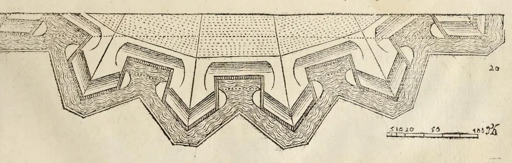 An illustration from La fortification demonstree et reduicte en art, 1620, leaf 100