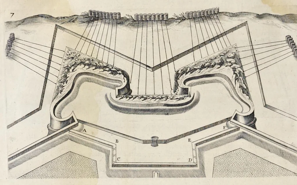An illustration from La fortification demonstree et reduicte en art, 1620, leaf 111