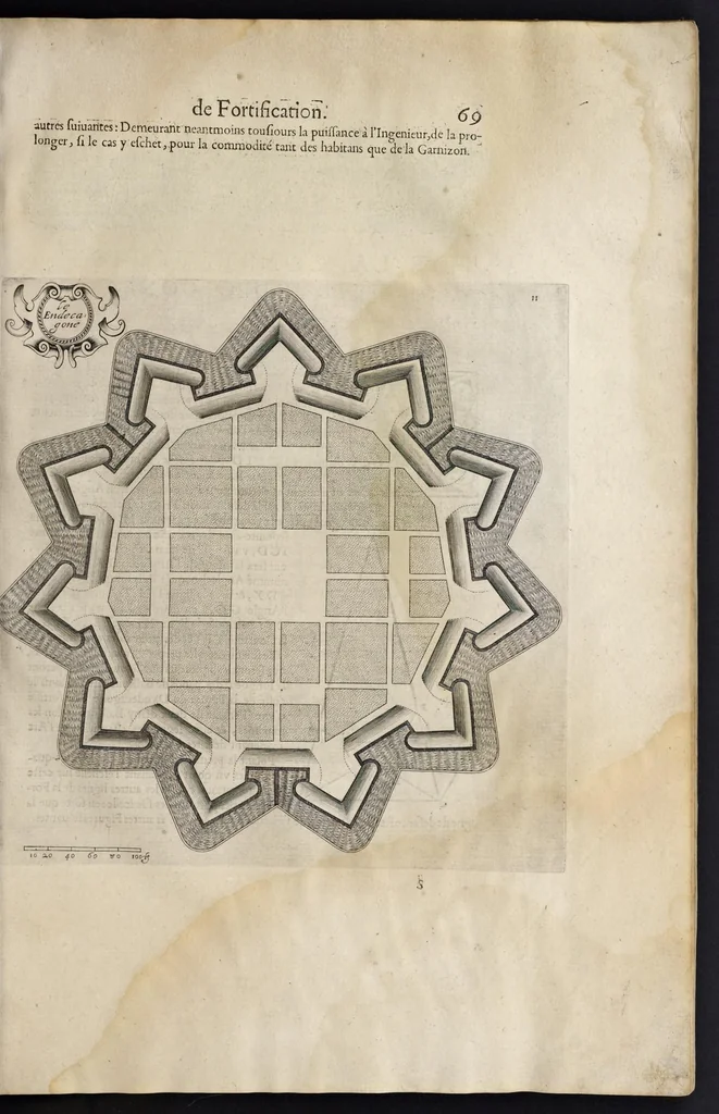 An illustration from La fortification demonstree et reduicte en art, 1620, leaf 88