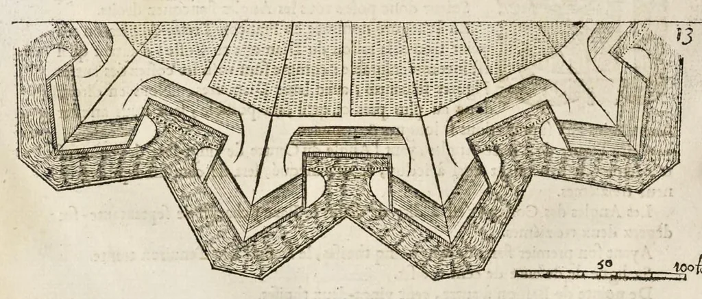 An illustration from La fortification demonstree et reduicte en art, 1620, leaf 93