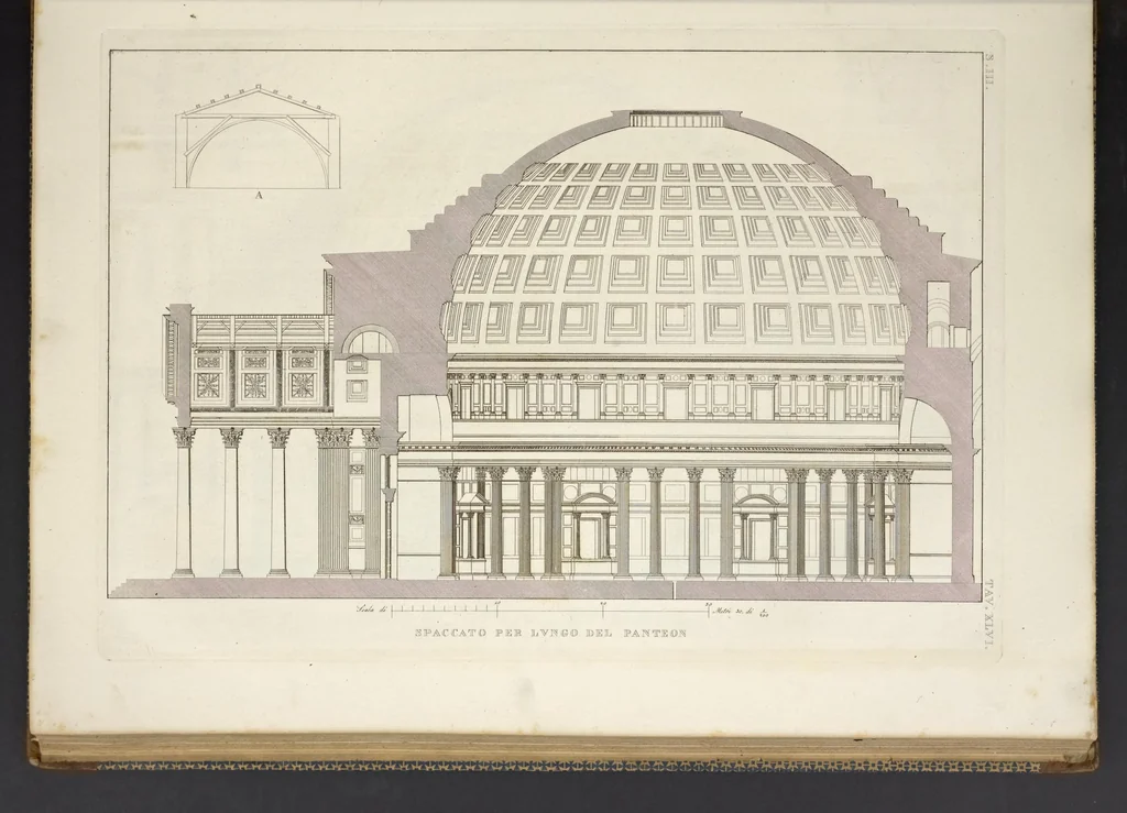 An illustration from L'architettura antica descritta e dimostrata coi monumenti ... : opera divisa in tre sezioni risguardanti la storia, la teorica, e le pratiche dell' architettura egiziana, greca e romana, 1830, leaf 106