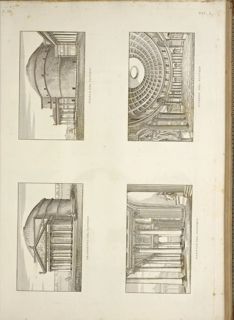 An illustration from L'architettura antica descritta e dimostrata coi monumenti ... : opera divisa in tre sezioni risguardanti la storia, la teorica, e le pratiche dell' architettura egiziana, greca e romana, 1830, leaf 114