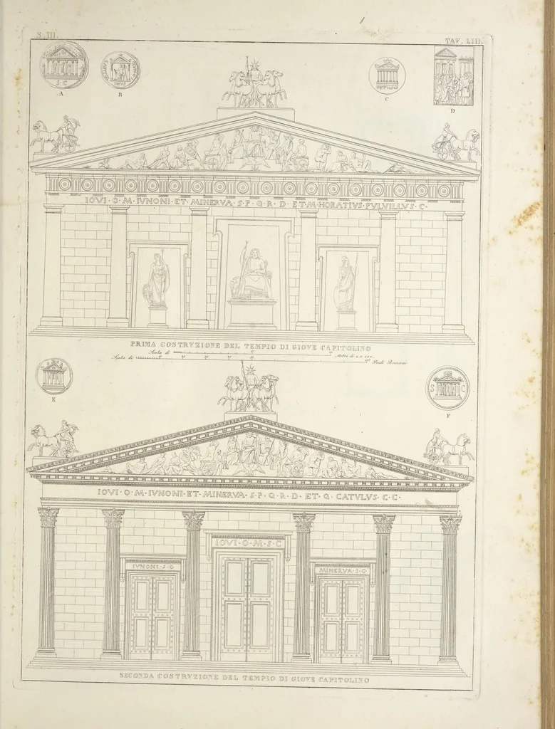 An illustration from L'architettura antica descritta e dimostrata coi monumenti ... : opera divisa in tre sezioni risguardanti la storia, la teorica, e le pratiche dell' architettura egiziana, greca e romana, 1830, leaf 120
