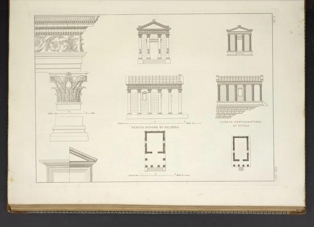 An illustration from L'architettura antica descritta e dimostrata coi monumenti ... : opera divisa in tre sezioni risguardanti la storia, la teorica, e le pratiche dell' architettura egiziana, greca e romana, 1830, leaf 122