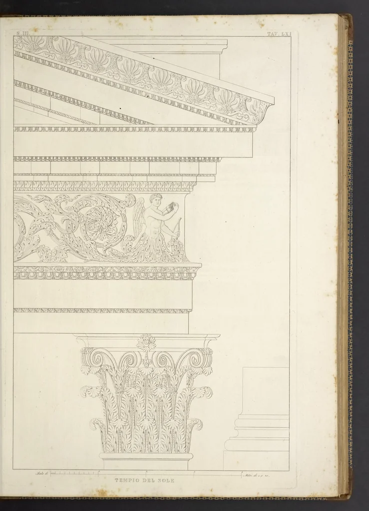 An illustration from L'architettura antica descritta e dimostrata coi monumenti ... : opera divisa in tre sezioni risguardanti la storia, la teorica, e le pratiche dell' architettura egiziana, greca e romana, 1830, leaf 138