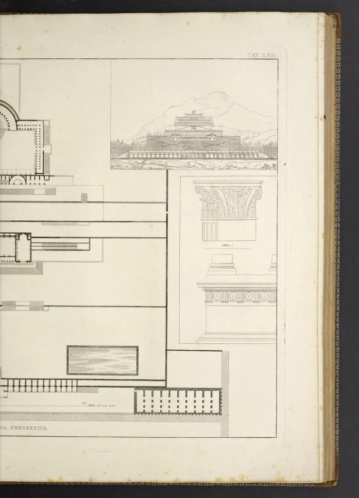 An illustration from L'architettura antica descritta e dimostrata coi monumenti ... : opera divisa in tre sezioni risguardanti la storia, la teorica, e le pratiche dell' architettura egiziana, greca e romana, 1830, leaf 142