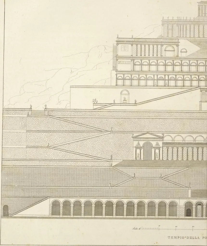 An illustration from L'architettura antica descritta e dimostrata coi monumenti ... : opera divisa in tre sezioni risguardanti la storia, la teorica, e le pratiche dell' architettura egiziana, greca e romana, 1830, leaf 145