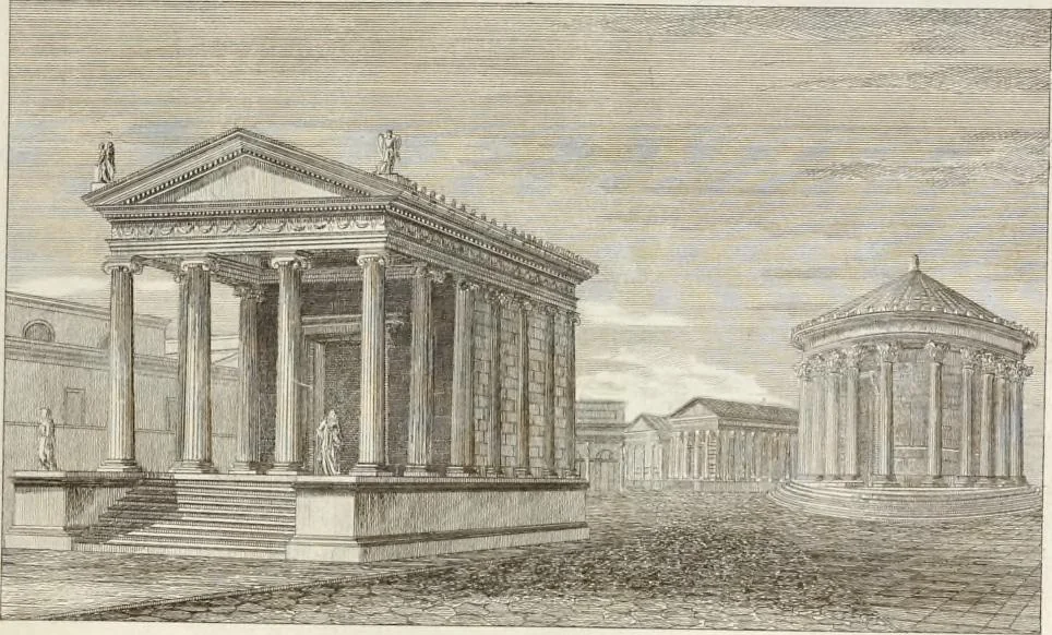 An illustration from L'architettura antica descritta e dimostrata coi monumenti ... : opera divisa in tre sezioni risguardanti la storia, la teorica, e le pratiche dell' architettura egiziana, greca e romana, 1830, leaf 148