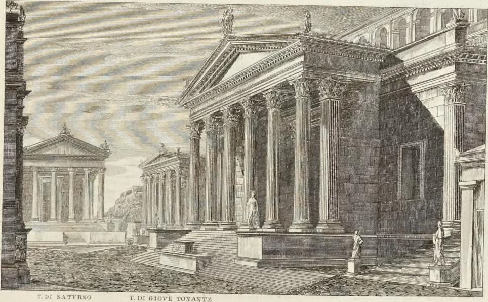 An illustration from L'architettura antica descritta e dimostrata coi monumenti ... : opera divisa in tre sezioni risguardanti la storia, la teorica, e le pratiche dell' architettura egiziana, greca e romana, 1830, leaf 148