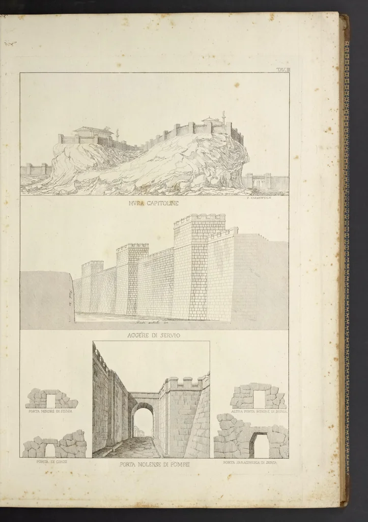 An illustration from L'architettura antica descritta e dimostrata coi monumenti ... : opera divisa in tre sezioni risguardanti la storia, la teorica, e le pratiche dell' architettura egiziana, greca e romana, 1830, leaf 16