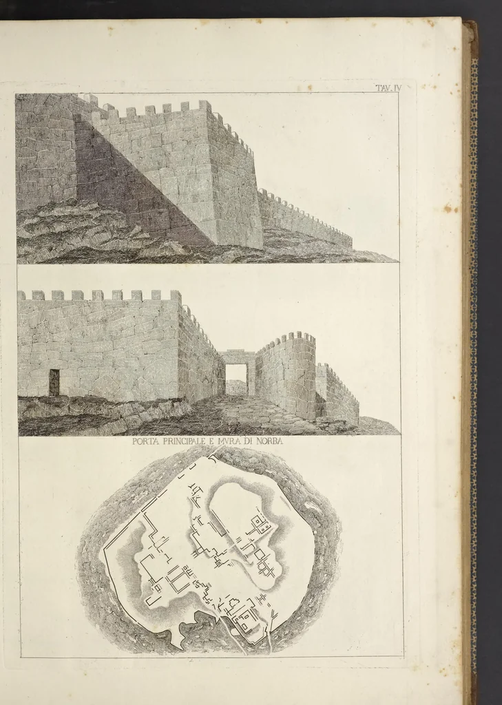 An illustration from L'architettura antica descritta e dimostrata coi monumenti ... : opera divisa in tre sezioni risguardanti la storia, la teorica, e le pratiche dell' architettura egiziana, greca e romana, 1830, leaf 18