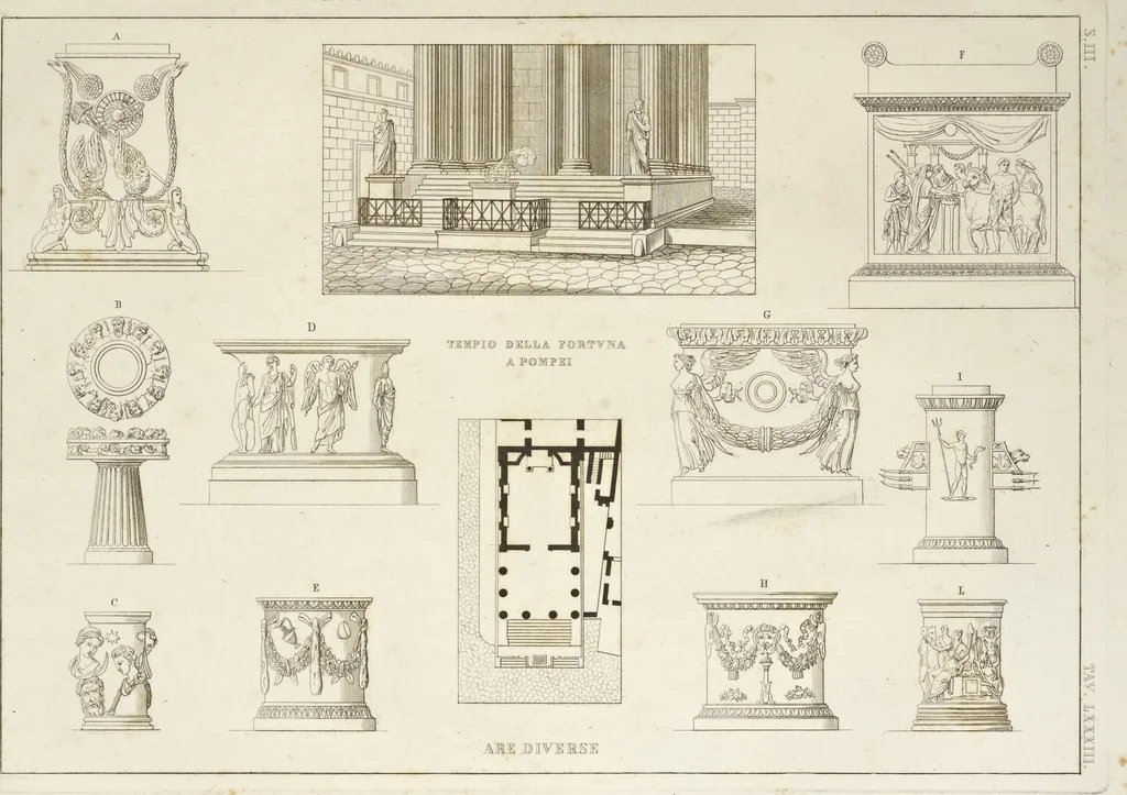 An illustration from L'architettura antica descritta e dimostrata coi monumenti ... : opera divisa in tre sezioni risguardanti la storia, la teorica, e le pratiche dell' architettura egiziana, greca e romana, 1830, leaf 186