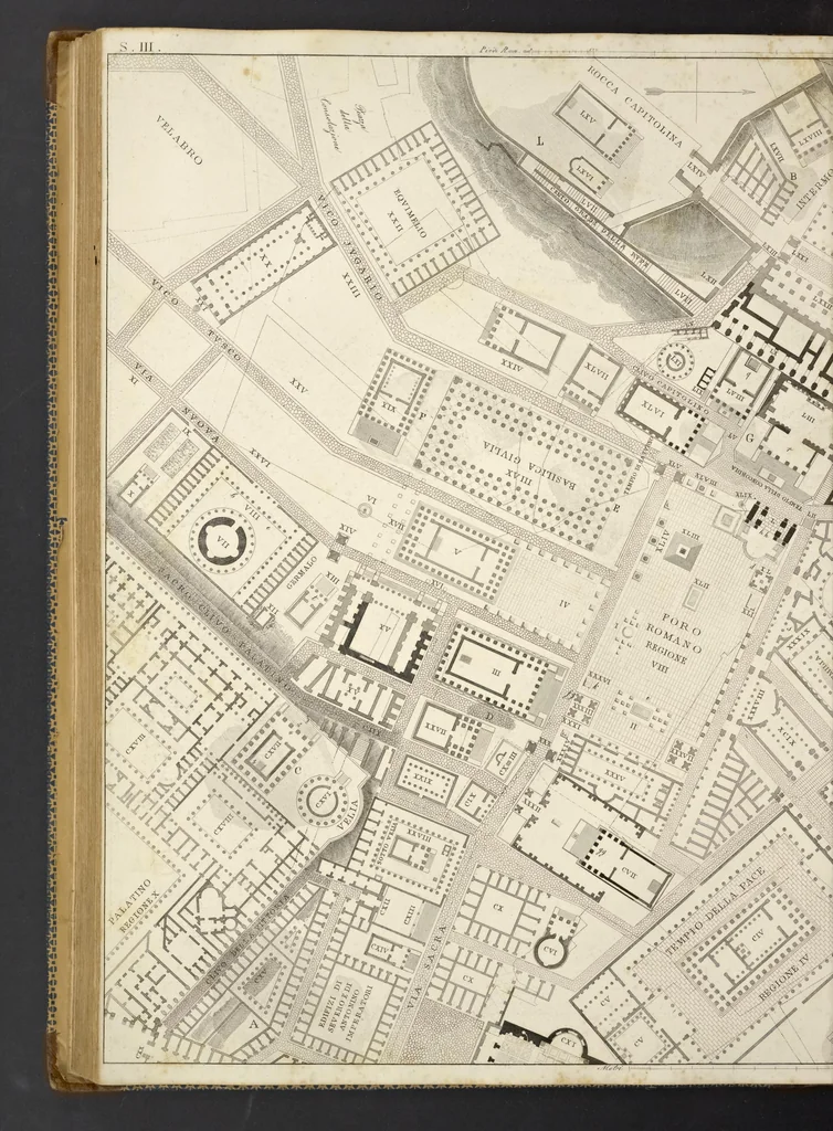 An illustration from L'architettura antica descritta e dimostrata coi monumenti ... : opera divisa in tre sezioni risguardanti la storia, la teorica, e le pratiche dell' architettura egiziana, greca e romana, 1830, leaf 189