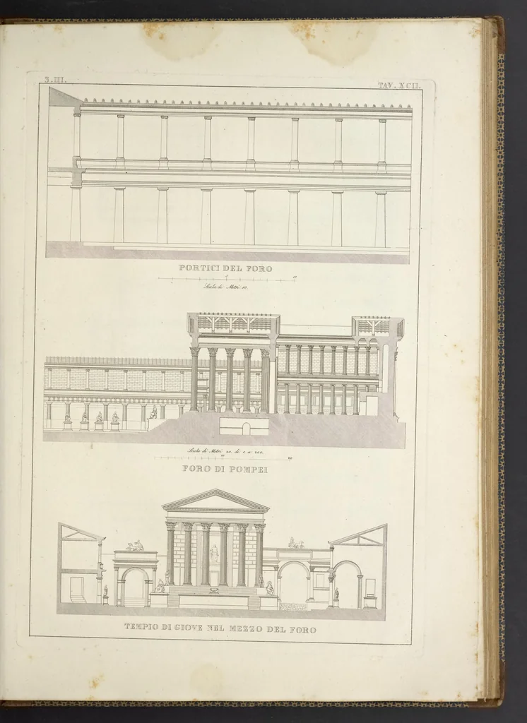 An illustration from L'architettura antica descritta e dimostrata coi monumenti ... : opera divisa in tre sezioni risguardanti la storia, la teorica, e le pratiche dell' architettura egiziana, greca e romana, 1830, leaf 212