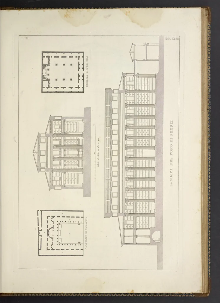 An illustration from L'architettura antica descritta e dimostrata coi monumenti ... : opera divisa in tre sezioni risguardanti la storia, la teorica, e le pratiche dell' architettura egiziana, greca e romana, 1830, leaf 214