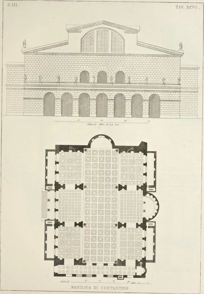 An illustration from L'architettura antica descritta e dimostrata coi monumenti ... : opera divisa in tre sezioni risguardanti la storia, la teorica, e le pratiche dell' architettura egiziana, greca e romana, 1830, leaf 220