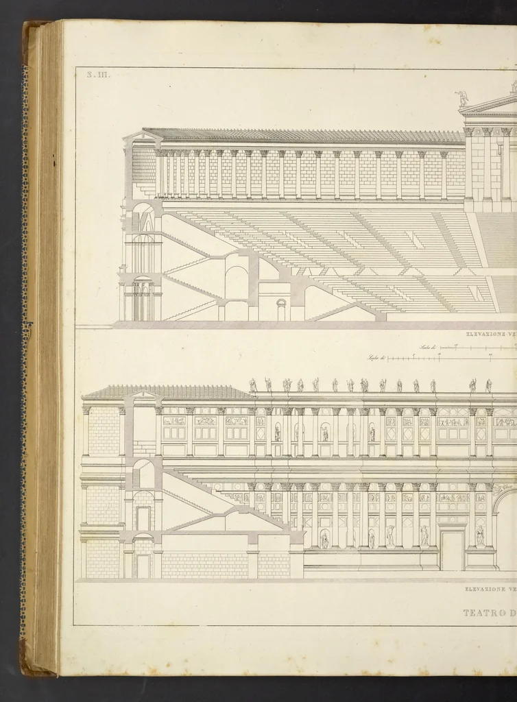 An illustration from L'architettura antica descritta e dimostrata coi monumenti ... : opera divisa in tre sezioni risguardanti la storia, la teorica, e le pratiche dell' architettura egiziana, greca e romana, 1830, leaf 237