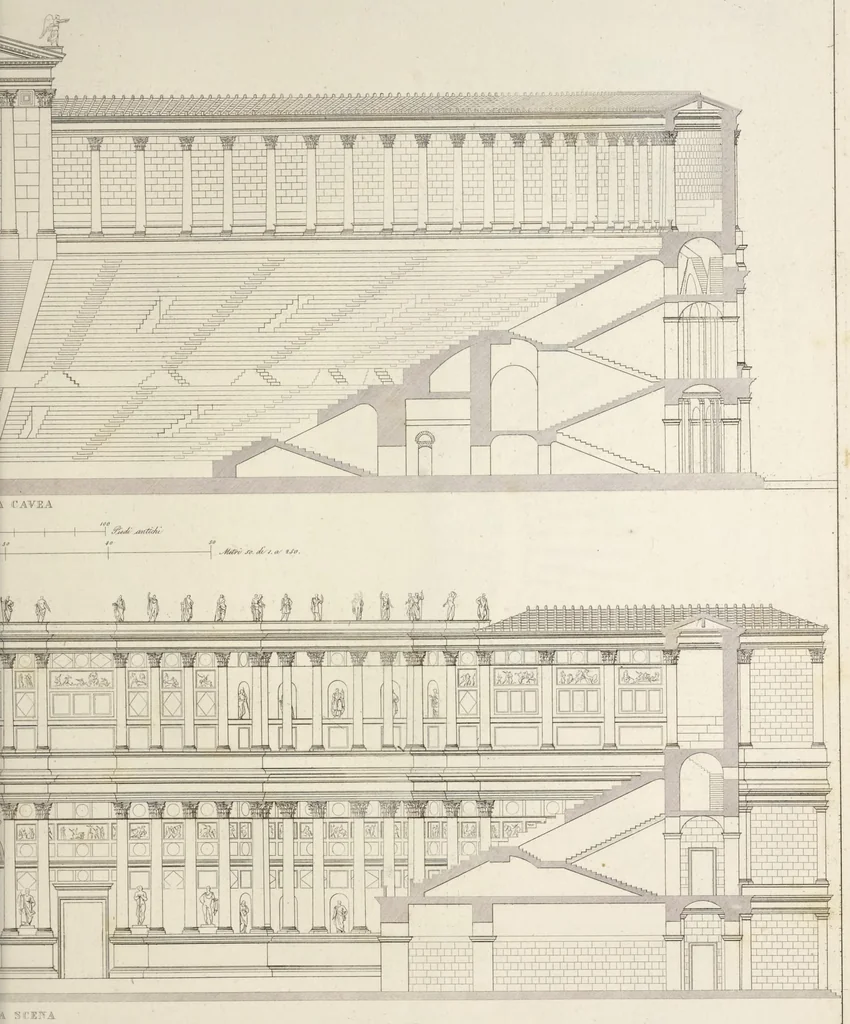 An illustration from L'architettura antica descritta e dimostrata coi monumenti ... : opera divisa in tre sezioni risguardanti la storia, la teorica, e le pratiche dell' architettura egiziana, greca e romana, 1830, leaf 238