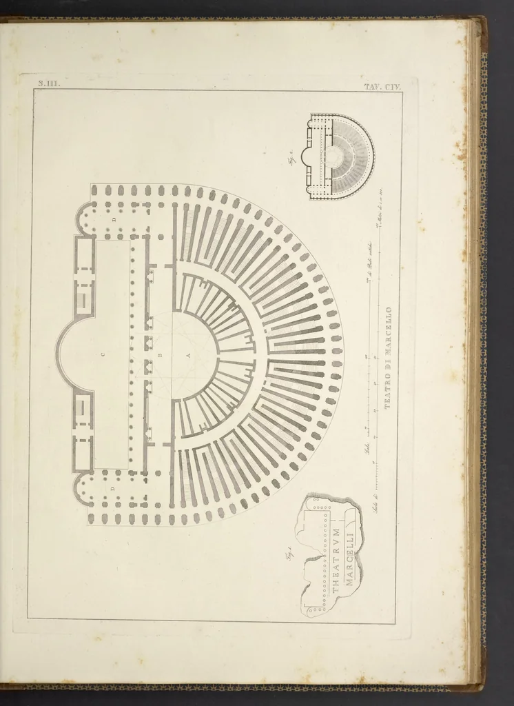 An illustration from L'architettura antica descritta e dimostrata coi monumenti ... : opera divisa in tre sezioni risguardanti la storia, la teorica, e le pratiche dell' architettura egiziana, greca e romana, 1830, leaf 240