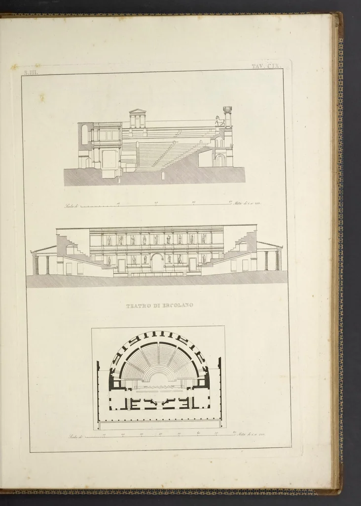 An illustration from L'architettura antica descritta e dimostrata coi monumenti ... : opera divisa in tre sezioni risguardanti la storia, la teorica, e le pratiche dell' architettura egiziana, greca e romana, 1830, leaf 252