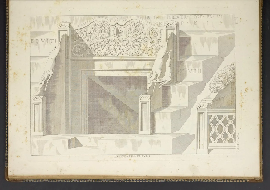 An illustration from L'architettura antica descritta e dimostrata coi monumenti ... : opera divisa in tre sezioni risguardanti la storia, la teorica, e le pratiche dell' architettura egiziana, greca e romana, 1830, leaf 276
