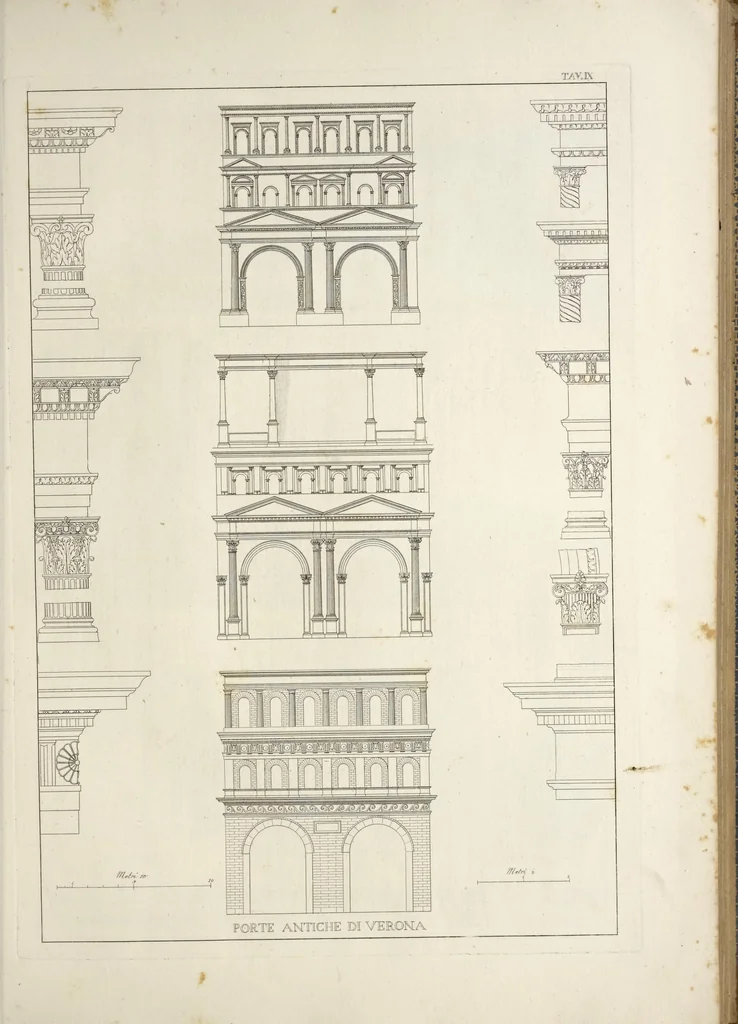An illustration from L'architettura antica descritta e dimostrata coi monumenti ... : opera divisa in tre sezioni risguardanti la storia, la teorica, e le pratiche dell' architettura egiziana, greca e romana, 1830, leaf 28