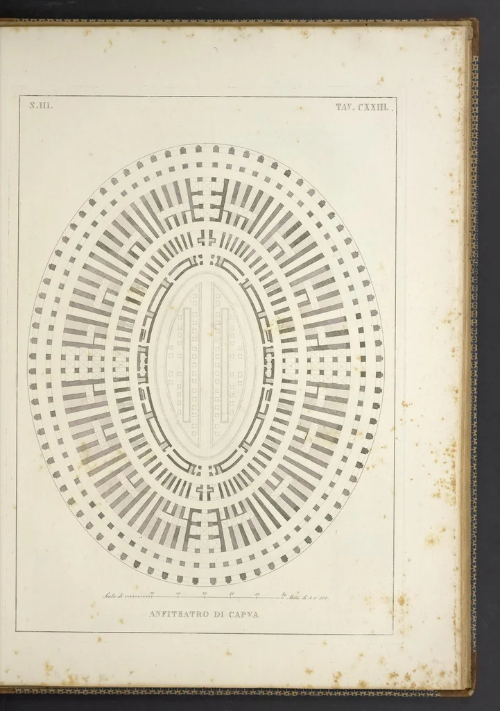 An illustration from L'architettura antica descritta e dimostrata coi monumenti ... : opera divisa in tre sezioni risguardanti la storia, la teorica, e le pratiche dell' architettura egiziana, greca e romana, 1830, leaf 284