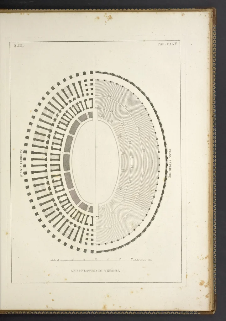 An illustration from L'architettura antica descritta e dimostrata coi monumenti ... : opera divisa in tre sezioni risguardanti la storia, la teorica, e le pratiche dell' architettura egiziana, greca e romana, 1830, leaf 288