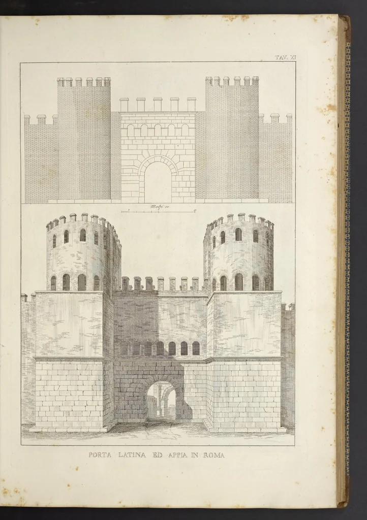 An illustration from L'architettura antica descritta e dimostrata coi monumenti ... : opera divisa in tre sezioni risguardanti la storia, la teorica, e le pratiche dell' architettura egiziana, greca e romana, 1830, leaf 32